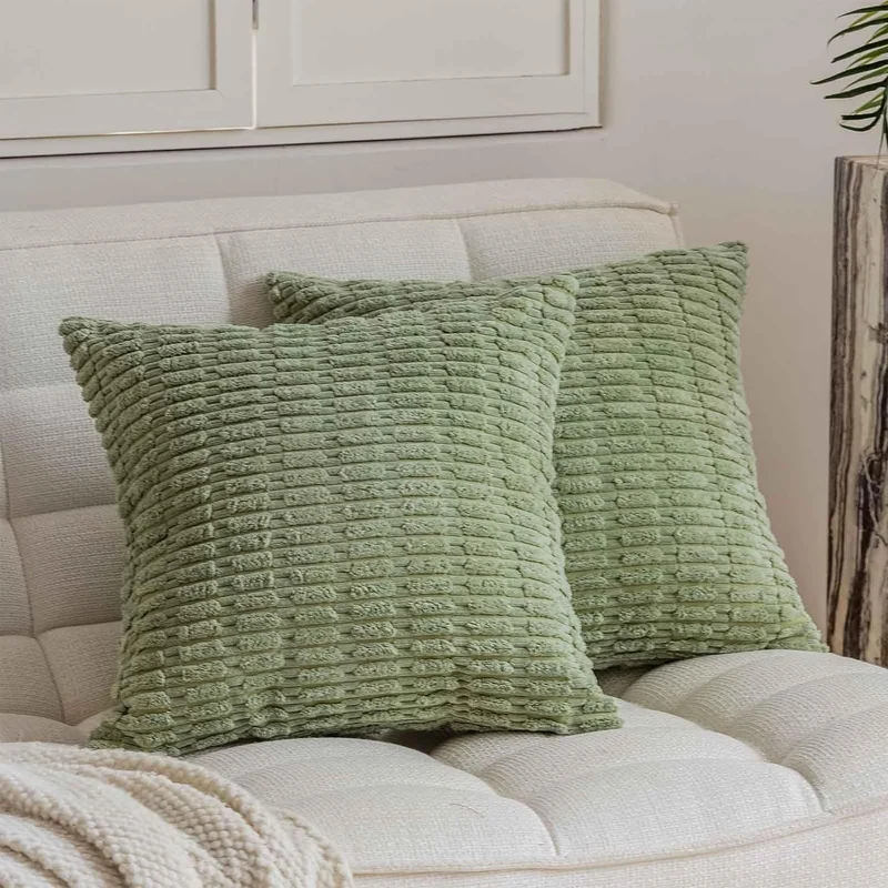 Square decorative cushion cover made of soft chenille with embossed block structure Stornfield