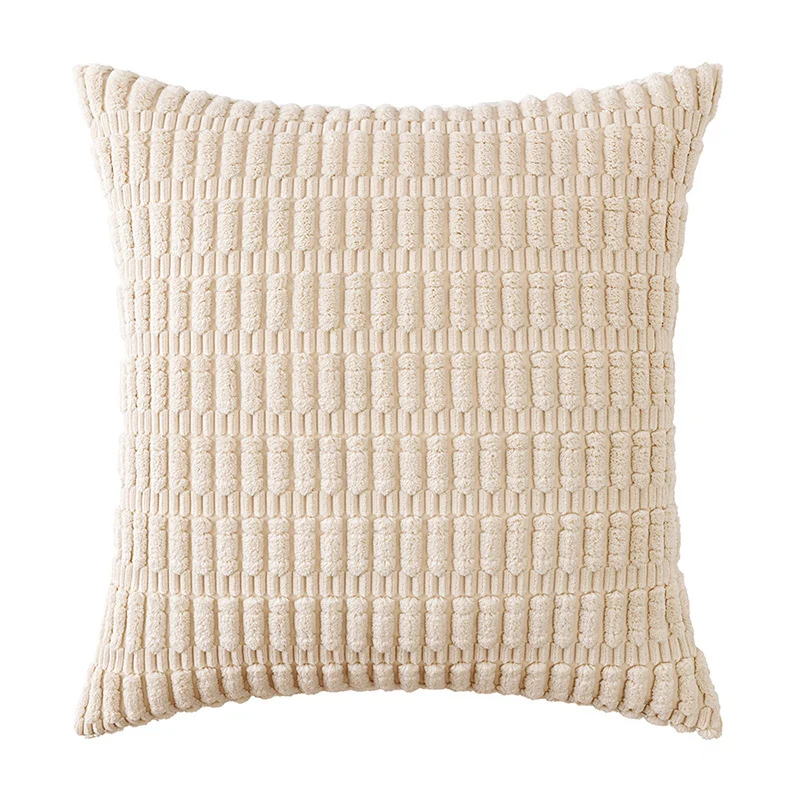 Square decorative cushion cover made of soft chenille with embossed block structure Stornfield