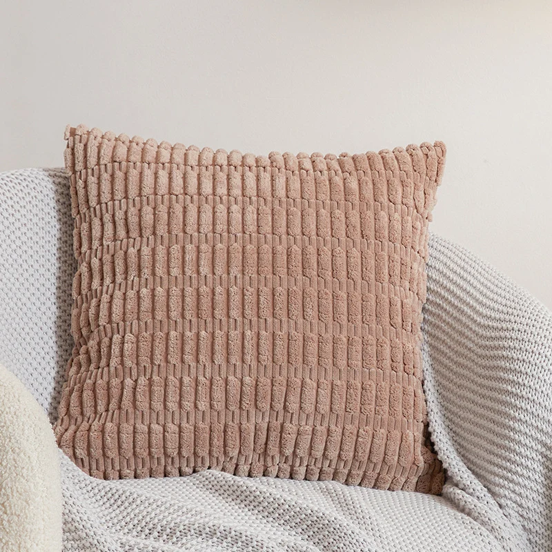 Square decorative cushion cover made of soft chenille with embossed block structure Stornfield