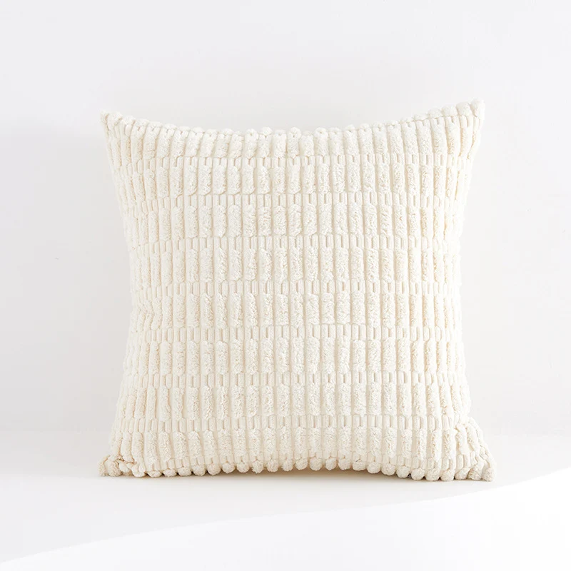 Square decorative cushion cover made of soft chenille with embossed block structure Stornfield