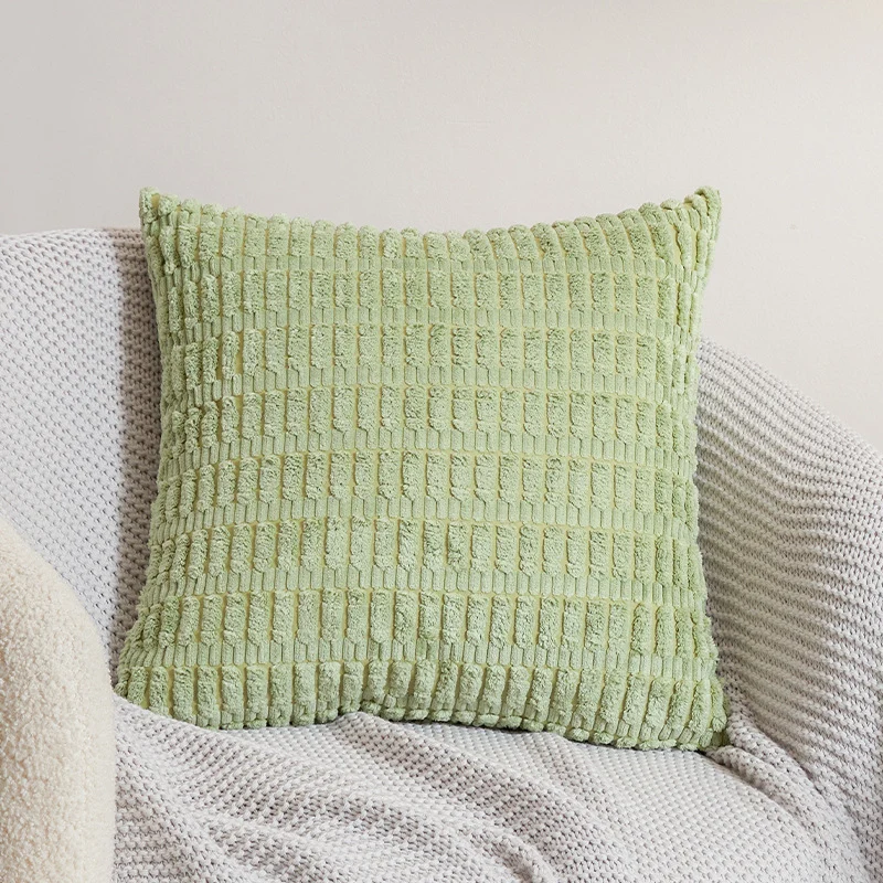 Square decorative cushion cover made of soft chenille with embossed block structure Stornfield