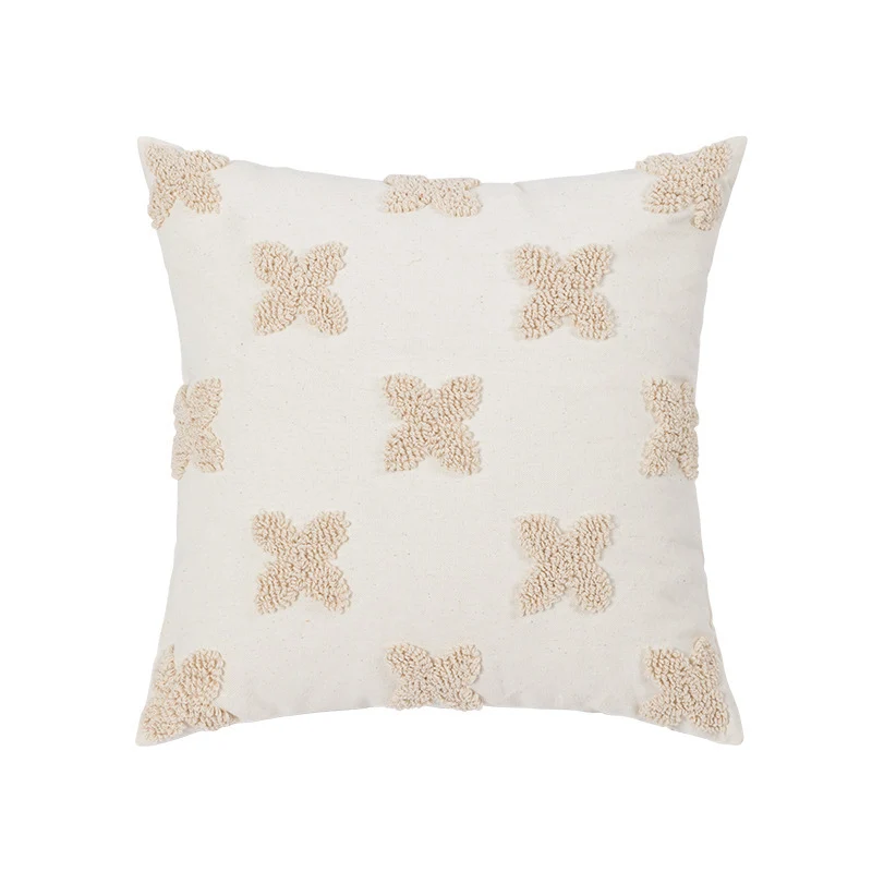 Square decorative cushion cover with relief diamond passe-partout structure made of cotton-linen mix Stornfield
