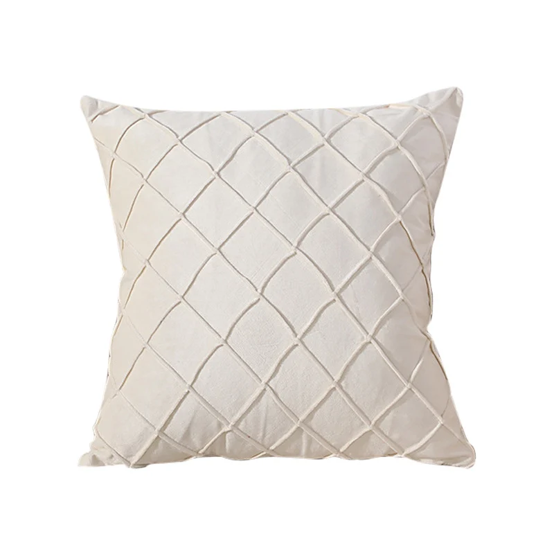 Square decorative cushion cover with relief diamond passe-partout structure made of cotton-linen mix Stornfield