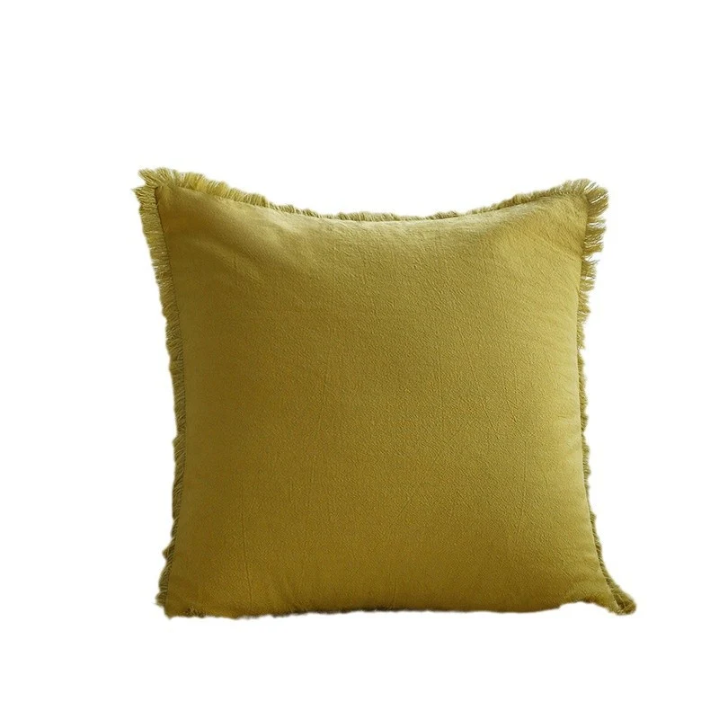 Square decorative cushion cover in Scandinavian minimal style with fine fringe edge Stornfield