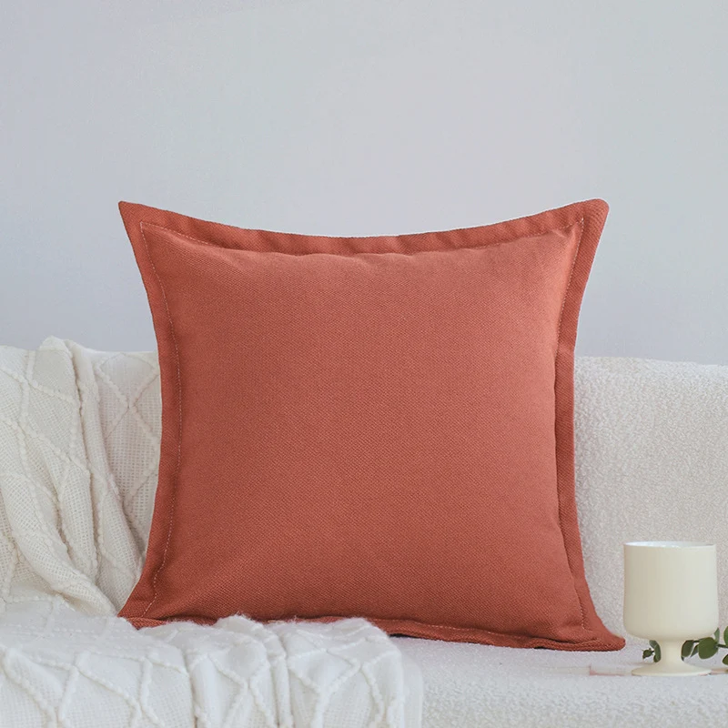 Square decorative cushion cover made of structured cotton blend with elegant piping edge Stornfield