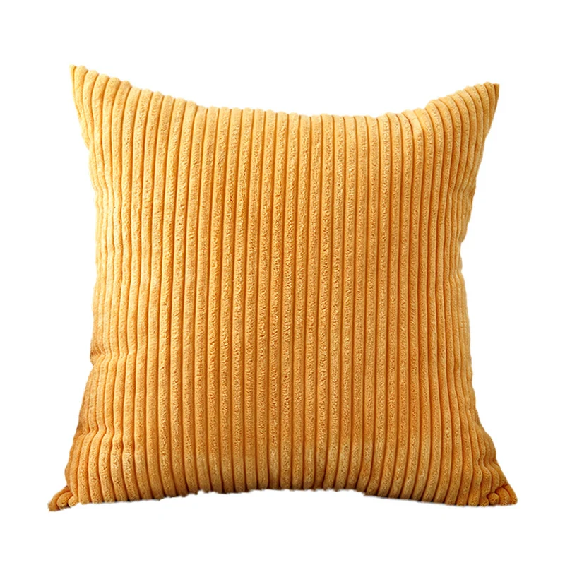 Square corduroy look decorative cushion cover with distinctive longitudinal ribbing, soft velvet finish and concealed zipper Stornfield