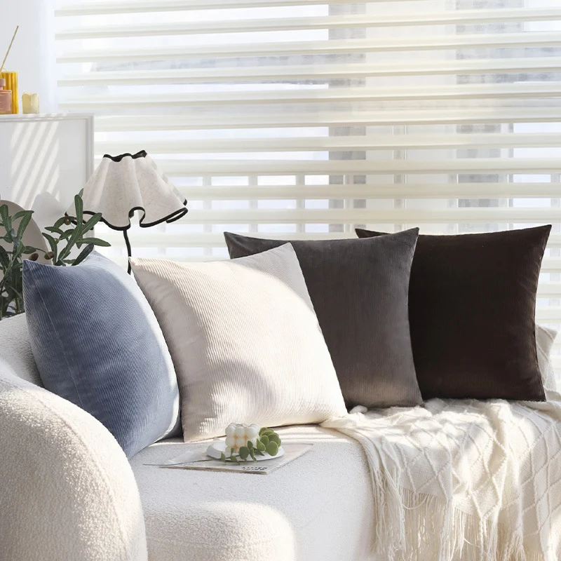 Square cord decorative pillow cover with fine ribbed structure and concealed zipper Stornfield