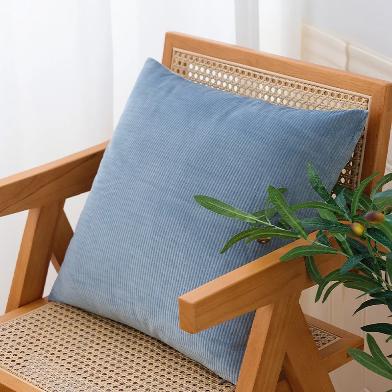 Square cord decorative pillow cover with fine ribbed structure and concealed zipper Stornfield