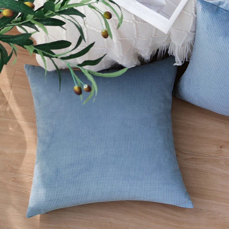 Square cord decorative pillow cover with fine ribbed structure and concealed zipper Stornfield