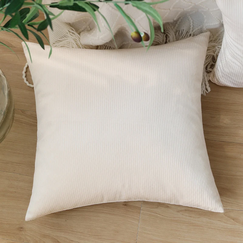 Square cord decorative pillow cover with fine ribbed structure and concealed zipper Stornfield