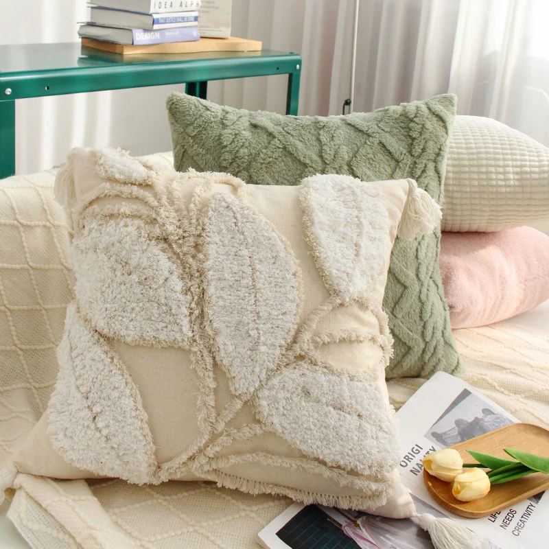 Square bouclé decorative cushion cover with soft teddy texture and concealed zipper Stornfield