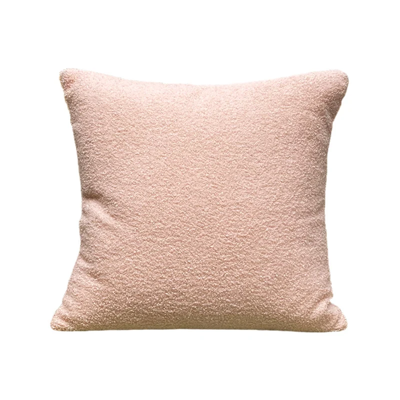 Square bouclé decorative cushion cover with soft teddy texture and concealed zipper Stornfield