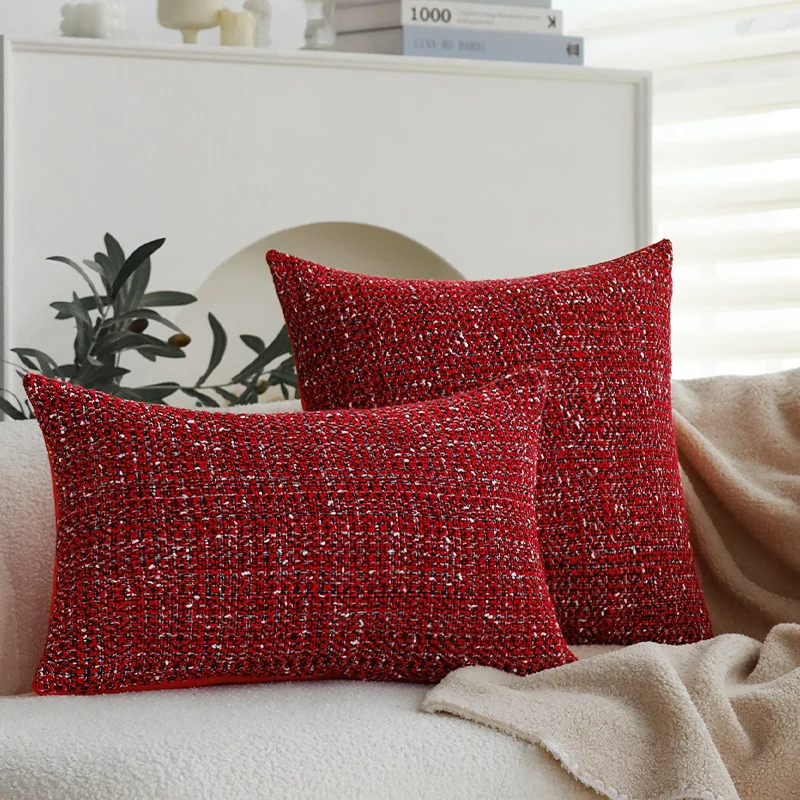 Square Boucle Tweed Cushion Cover with Structured Fabric Look and Hidden Zipper Stornfield