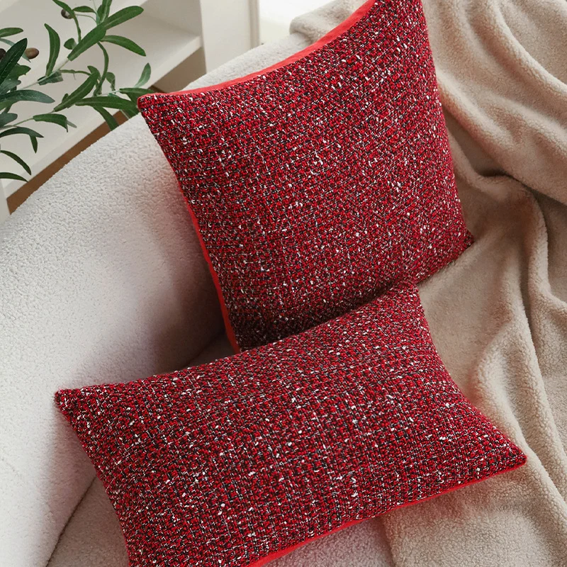 Square Boucle Tweed Cushion Cover with Structured Fabric Look and Hidden Zipper Stornfield