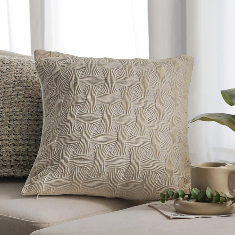 Square bouclé cushion cover with fine texture and concealed zipper Stornfield