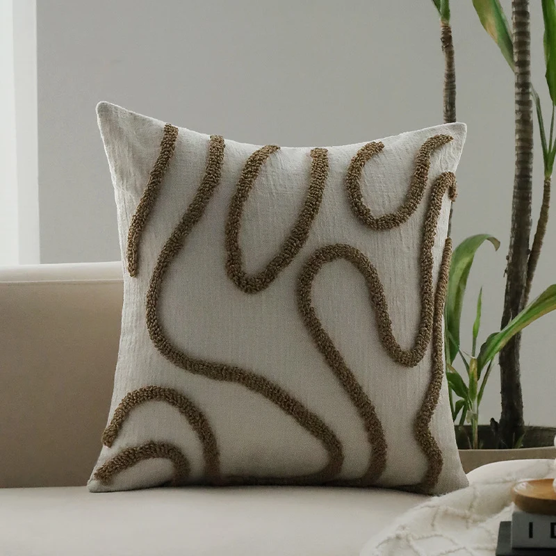 Square bouclé cushion cover with fine texture and concealed zipper Stornfield