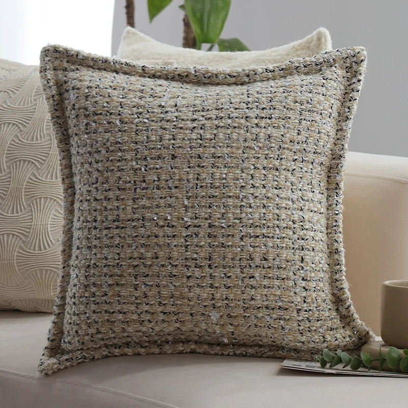 Square bouclé cushion cover with fine texture and concealed zipper Stornfield