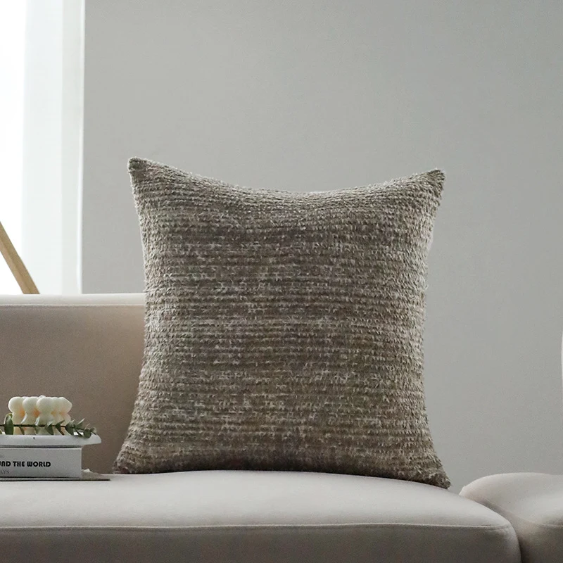Square bouclé cushion cover with fine texture and concealed zipper Stornfield