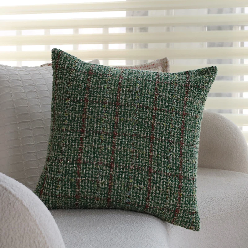 Square bouclé cushion cover in tweed style with subtle multicolor tufting Stornfield