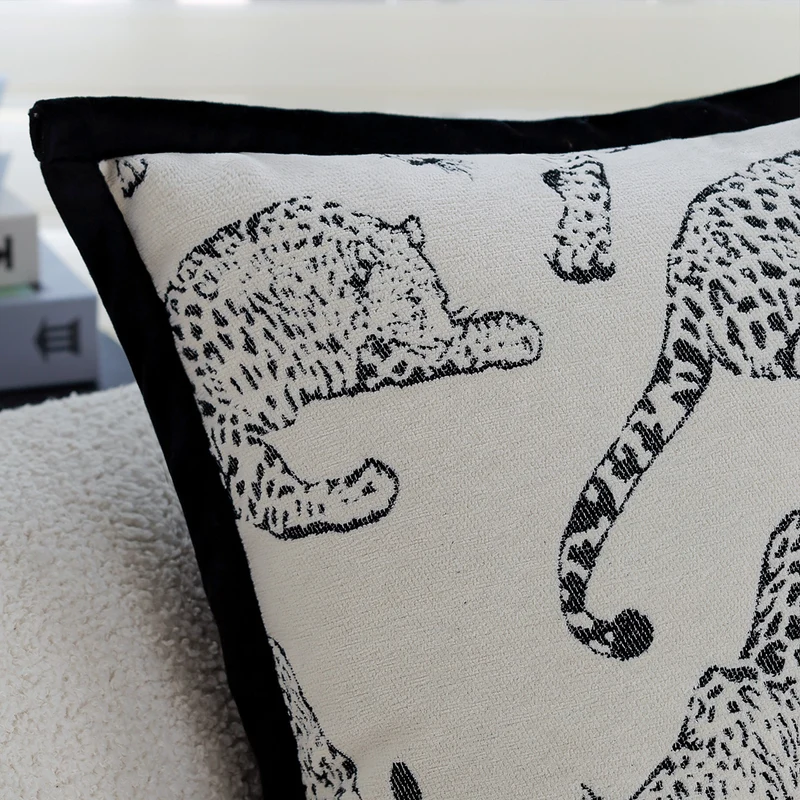 Square embroidered decorative cushion cover with contrasting piping Stornfield