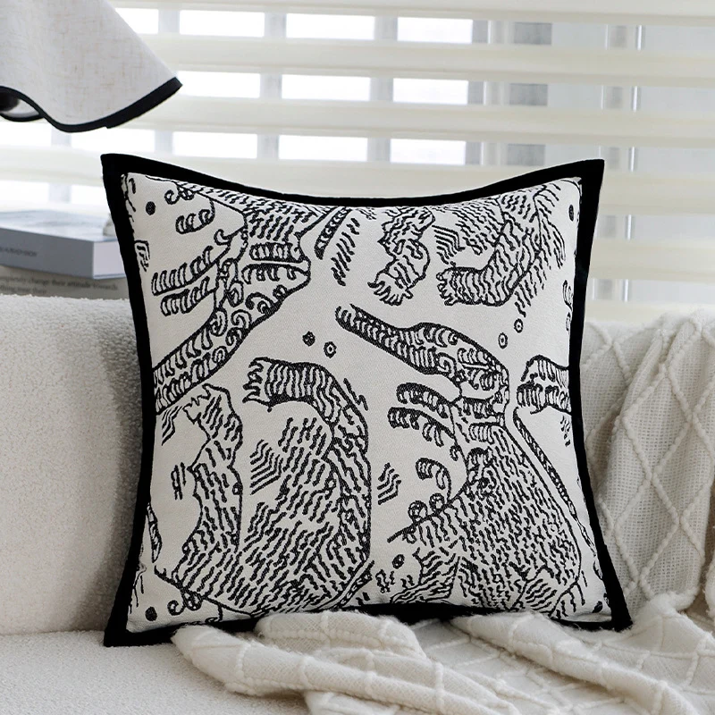 Square embroidered decorative cushion cover with contrasting piping Stornfield