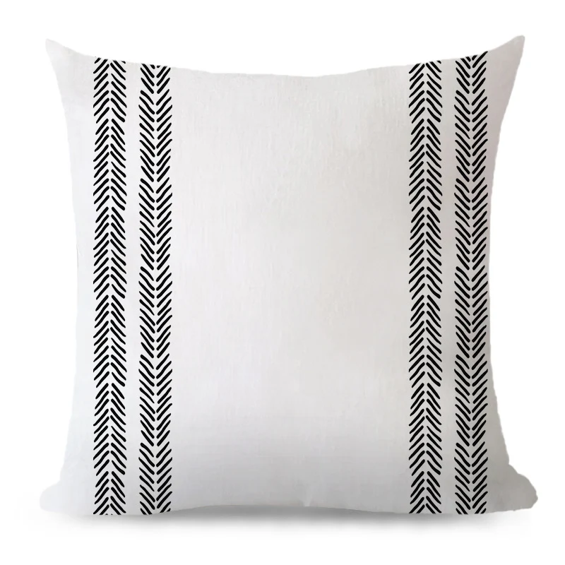 Minimalist square decorative pillow cover with linear stripe pattern, fine cotton-linen blend and concealed zipper Stornfield