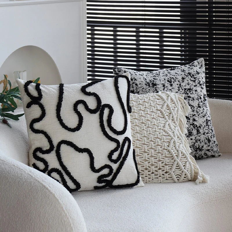 Macrame Cushion Cover with Hand-Knotted Fringe Edge Stornfield
