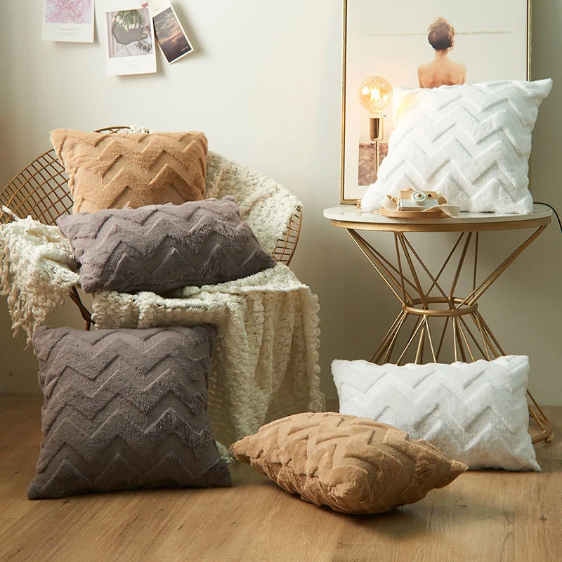 Luxurious plush decorative cushion cover with zigzag tufting and extra soft texture Stornfield