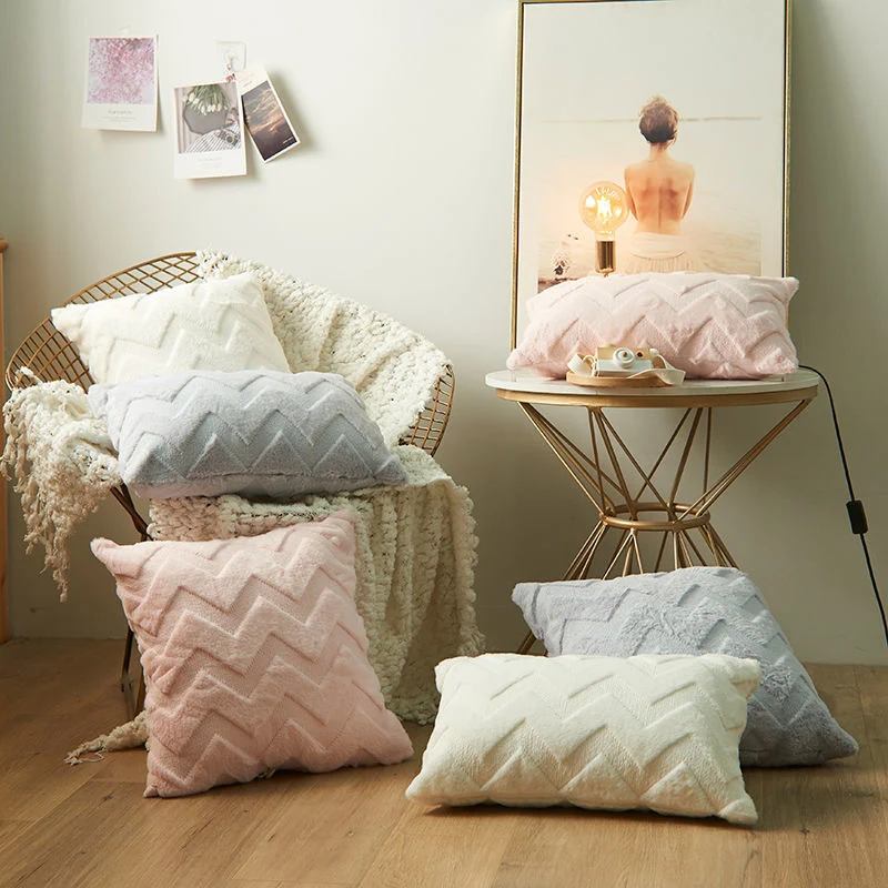 Luxurious plush decorative cushion cover with zigzag tufting and extra soft texture Stornfield