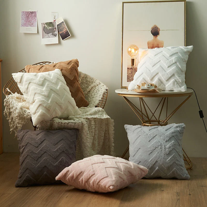 Luxurious plush decorative cushion cover with zigzag tufting and extra soft texture Stornfield