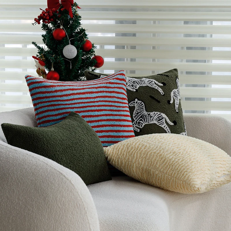 Cozy decorative pillowcase made of teddy fleece with zebra stripe design Stornfield