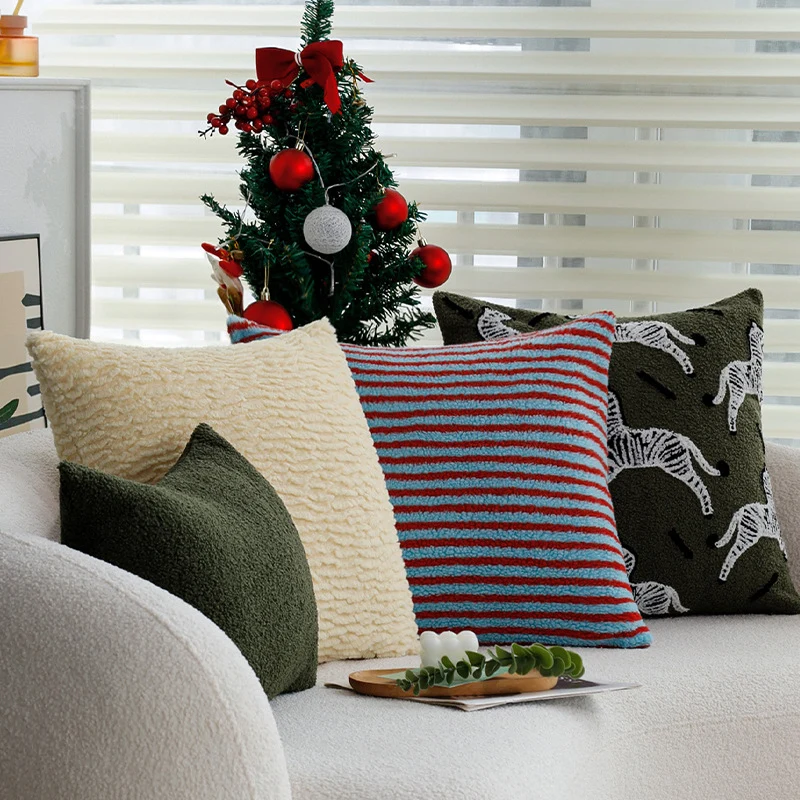 Cozy decorative pillowcase made of teddy fleece with zebra stripe design Stornfield
