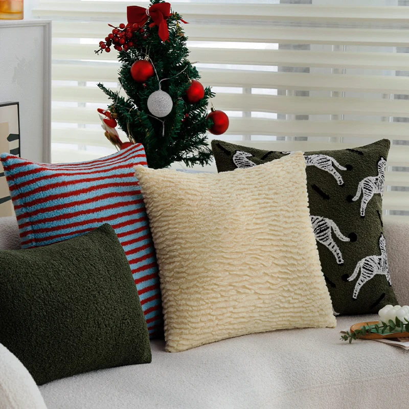 Cozy decorative pillowcase made of teddy fleece with zebra stripe design Stornfield