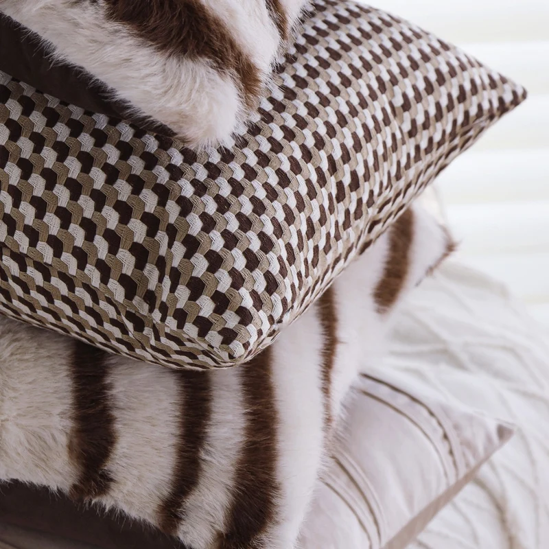 Faux fur decorative pillow with zebra print and extra soft pile Stornfield