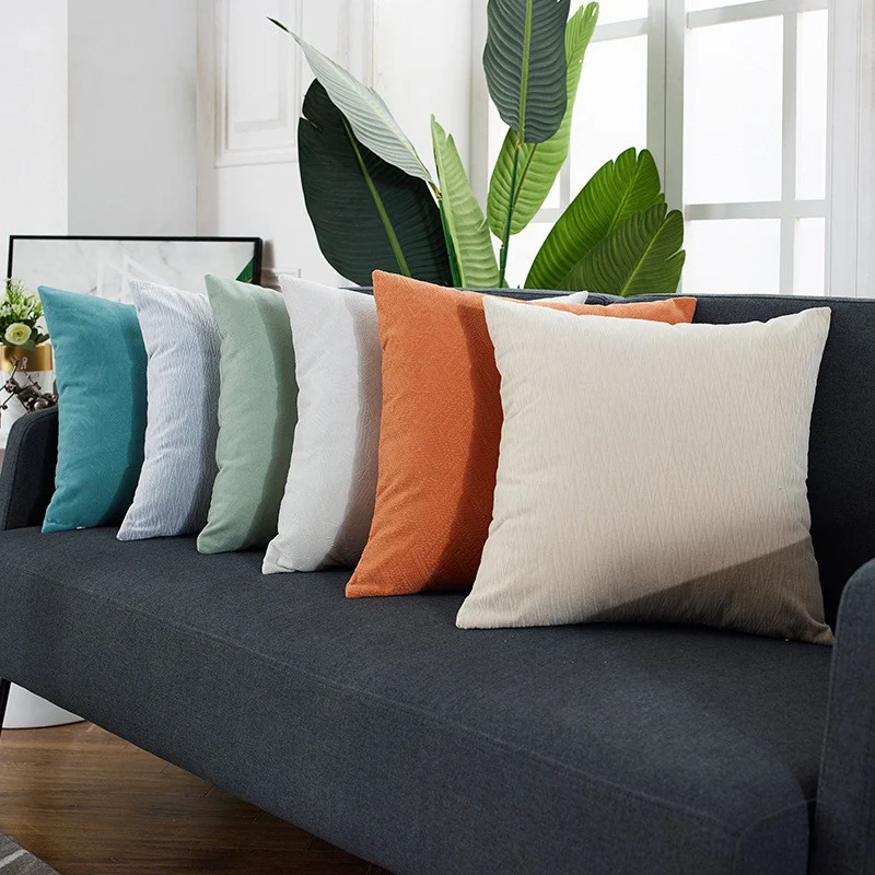 Comfort decorative pillow cover with fine chevron relief made of chenille fabric Stornfield