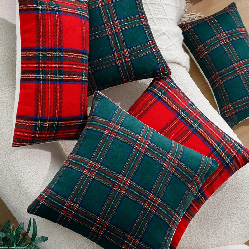 Checked decorative cushion cover in tartan look made of soft microfleece Stornfield