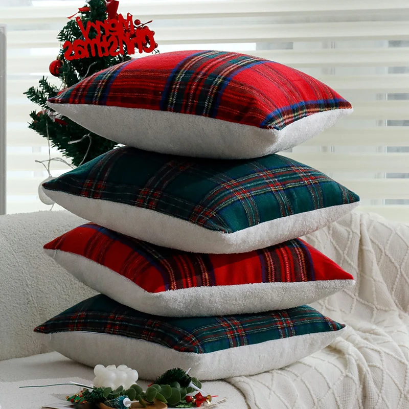 Checked decorative cushion cover in tartan look made of soft microfleece Stornfield