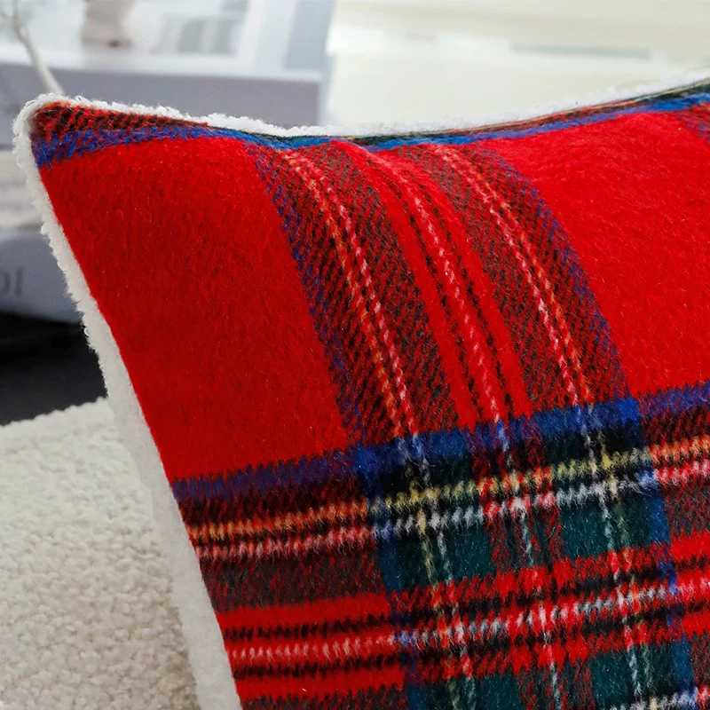Checked decorative cushion cover in tartan look made of soft microfleece Stornfield