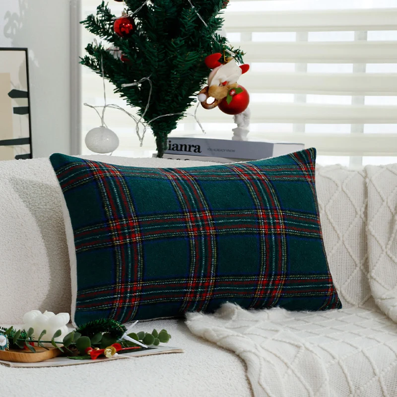 Checked decorative cushion cover in tartan look made of soft microfleece Stornfield