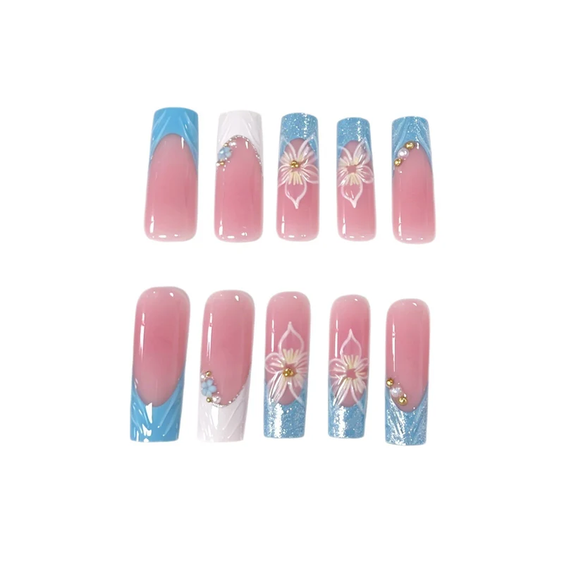 Luxurious Floral Acrylic Nail Enhancements Stornfield