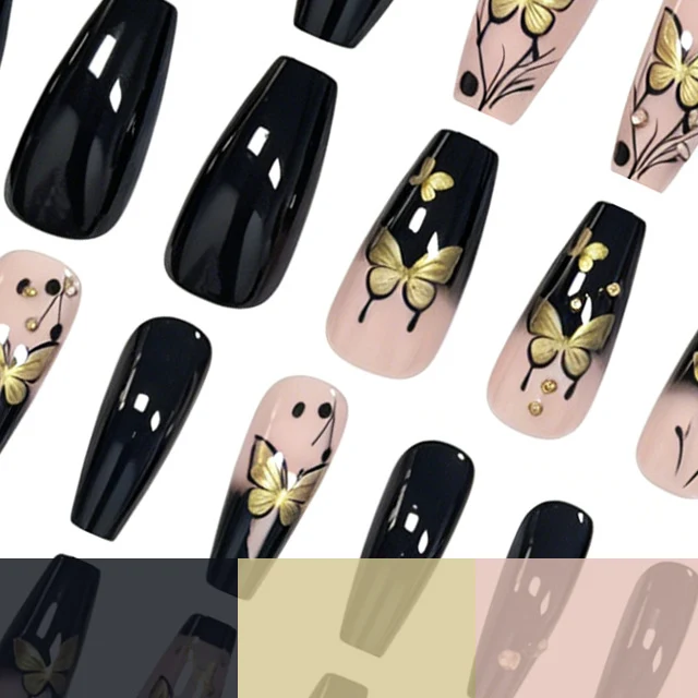 Luxurious Butterfly-Themed Acrylic Nail Extensions Stornfield