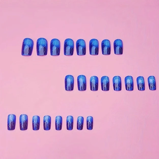 Lightning-Patterned Acrylic Nail Art Enhancements Stornfield