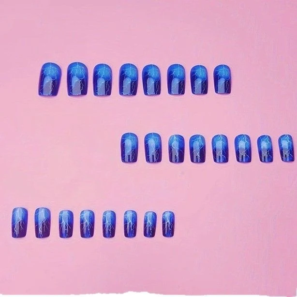 Lightning-Patterned Acrylic Nail Art Enhancements Stornfield