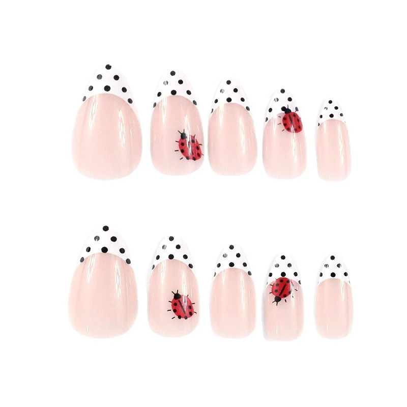 Ladybug-Themed Acrylic Nail Art Stornfield