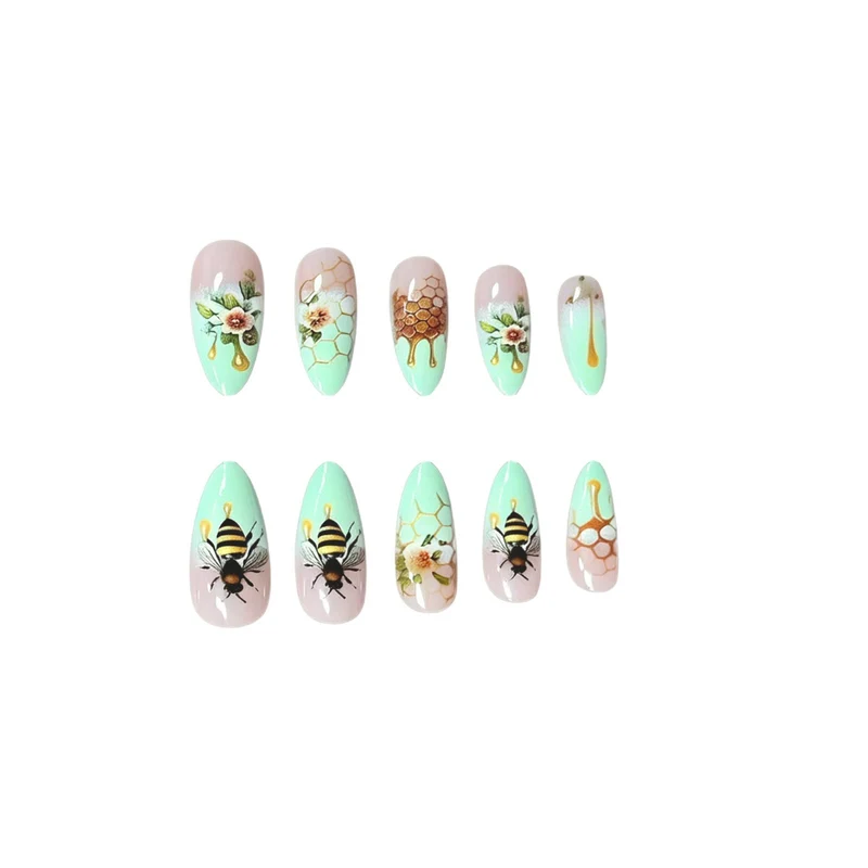 Honeycomb Floral Acrylic Nail Art Stornfield