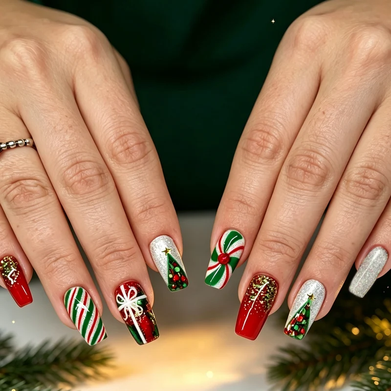 Holiday-Themed Decorative Nail Art Extensions Stornfield