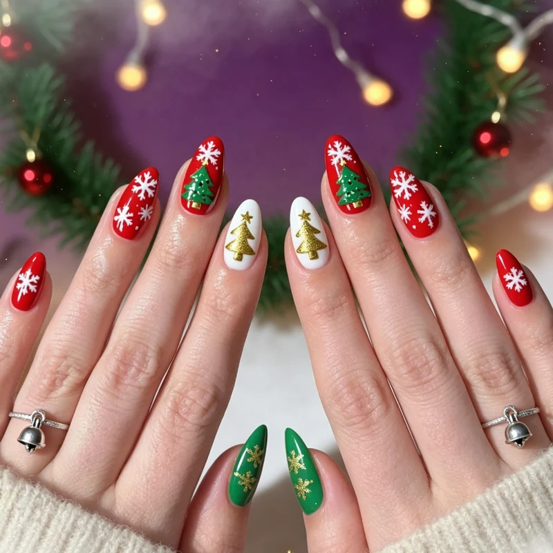 Holiday-Themed Acrylic Nail Art Stornfield