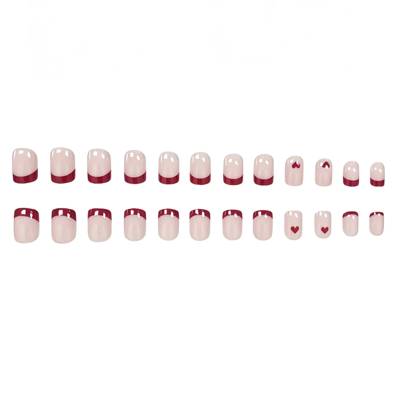 Heart-Themed French Tip Nail Art Stornfield