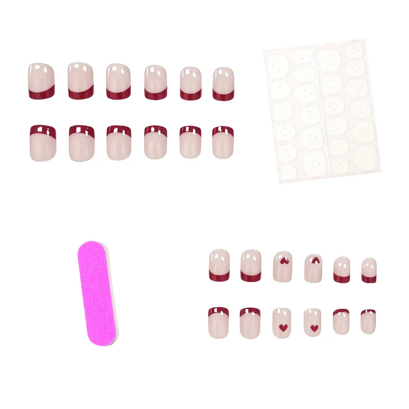 Heart-Themed French Tip Nail Art Stornfield