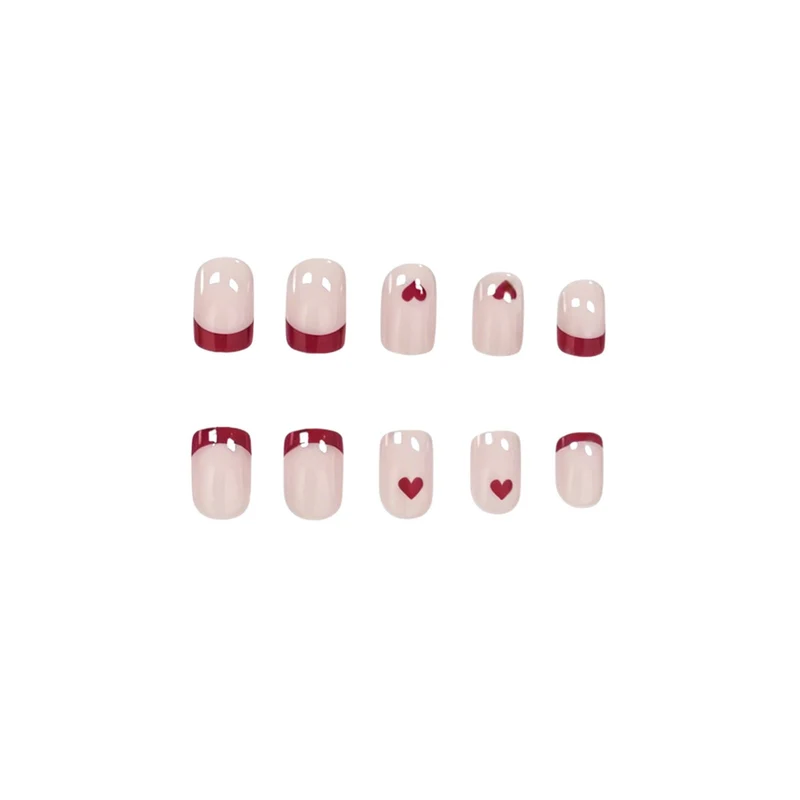 Heart-Themed French Tip Nail Art Stornfield